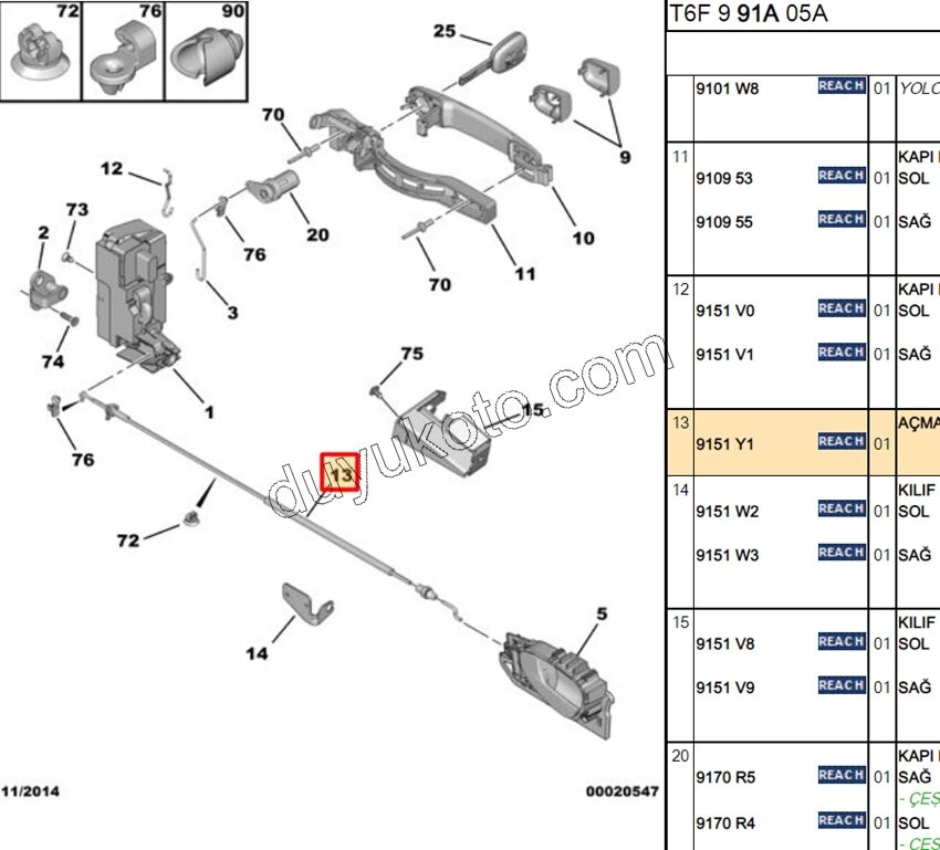 TEL ON KAPI IC ACMA R / L P307