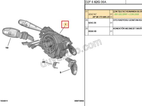 Far Silecek Kumanda Kolu (Sinyal Ünitesi) P407 2.0HDİ 16V 136HP EW10J4