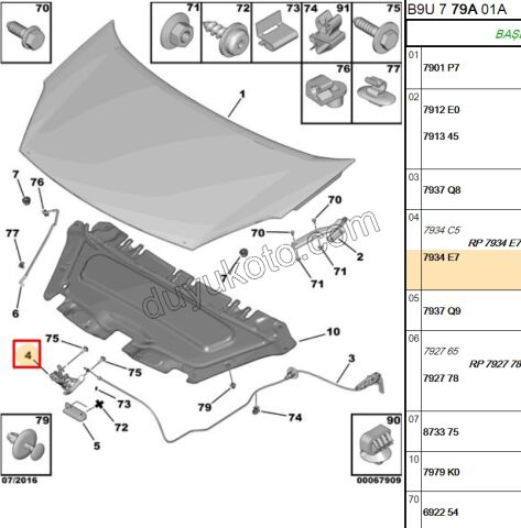 KILIT MOTOR KAPUT PRT3