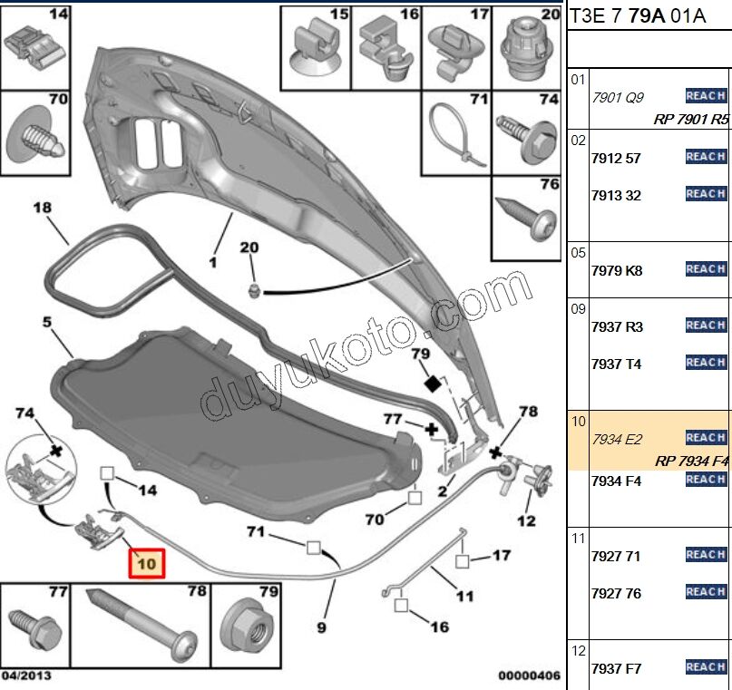 KILIT MOTOR KAPUT P206+ PLUS