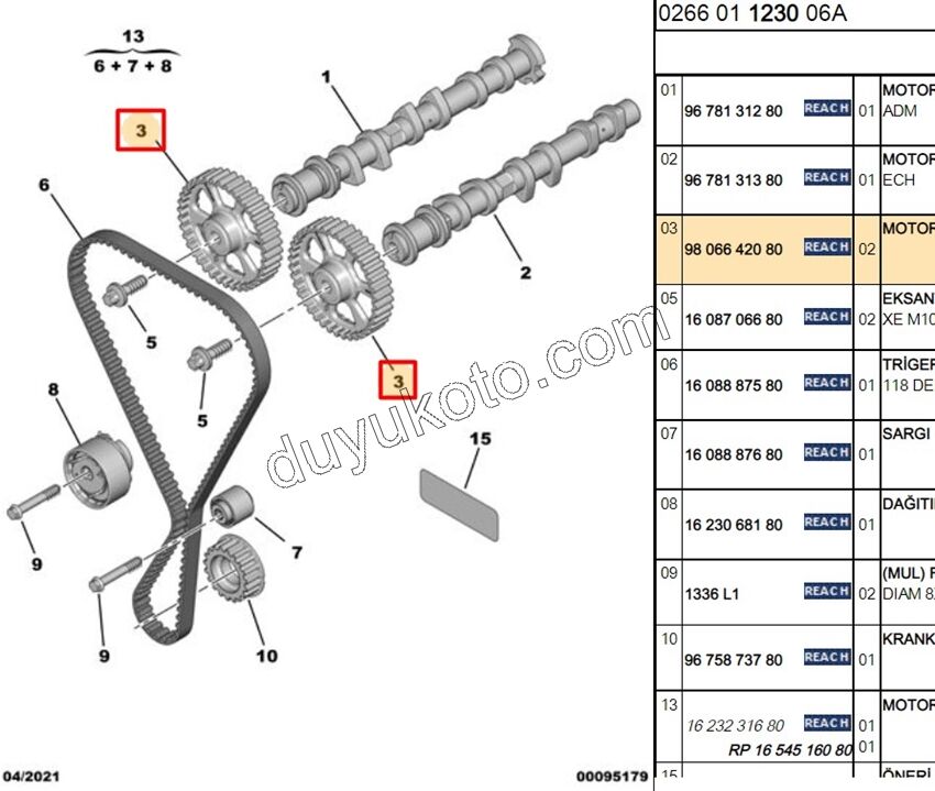 Emme Eksantrik Dişlisi / EGZOZ X2AD P301 EB2M