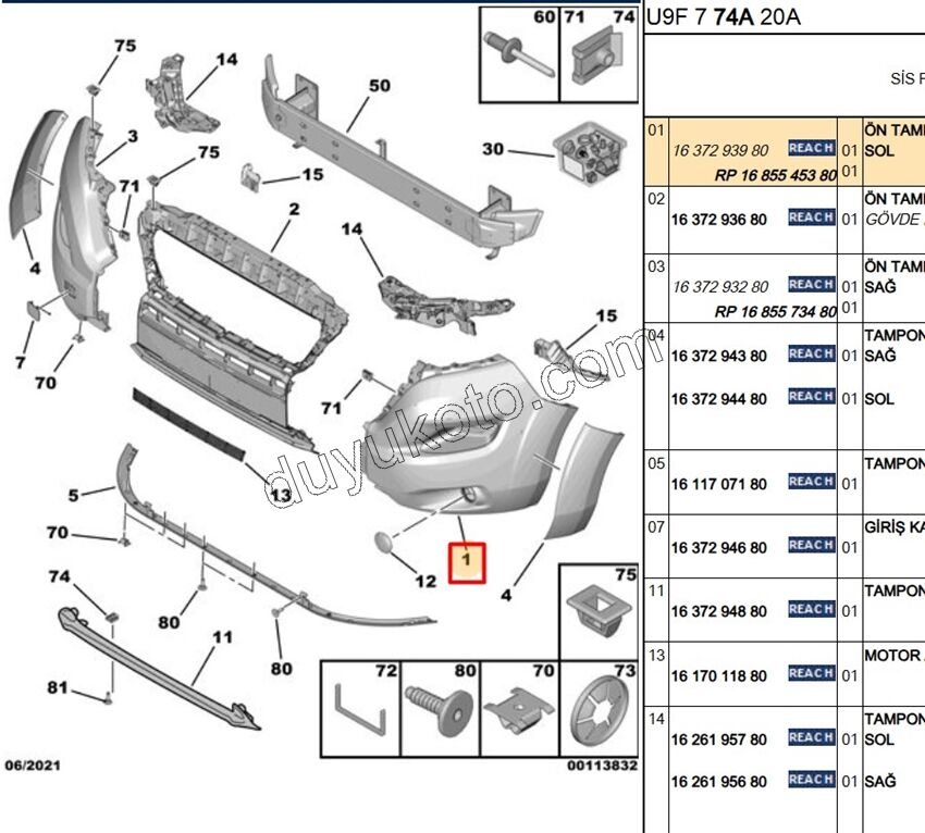 Ön Tampon L BXR3MQ SIS DELIK+ DODIK+ 2013>