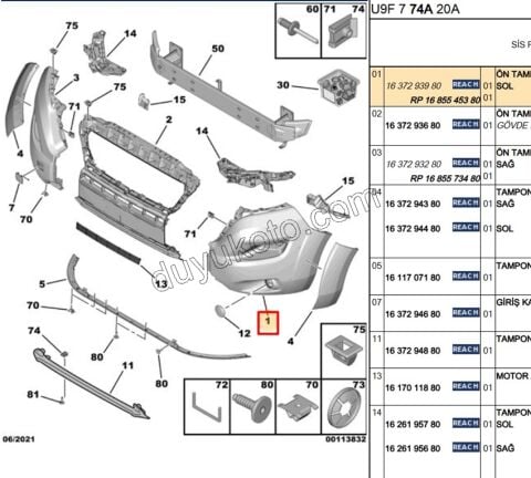 Ön Tampon L BXR3MQ SIS DELIK+ DODIK+ 2013>