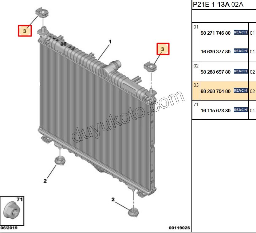 Radyatör Bağlantı Üst Ayağı P2082 P20082