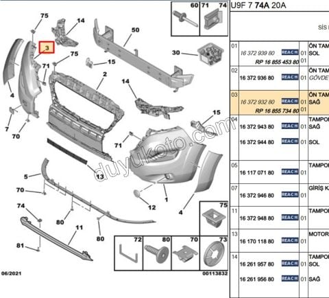 Ön Tampon R BXR3MQ SIS DELIK+ DODIK+ 2015>