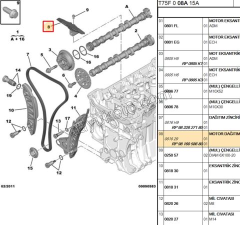 KIZAK EKSANTRIK ZINCIR UST 1.6THP 175HP