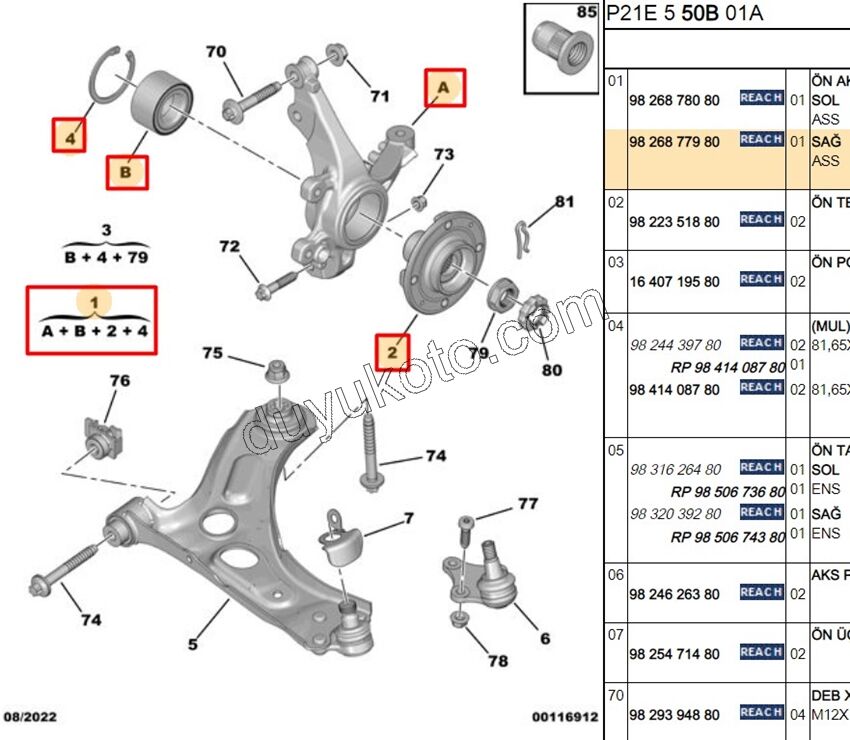 Ön Sağ Aks Taşıyıcısı    P2082 CRSF