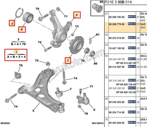 Ön Sağ Aks Taşıyıcısı    P2082 CRSF