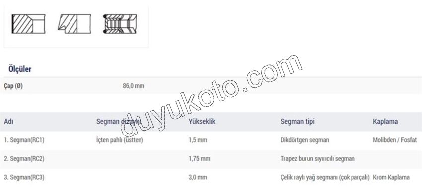 SEGMAN STD 86MM XU10J4