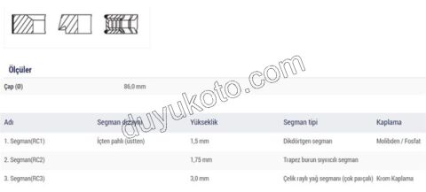 SEGMAN STD 86MM XU10J4
