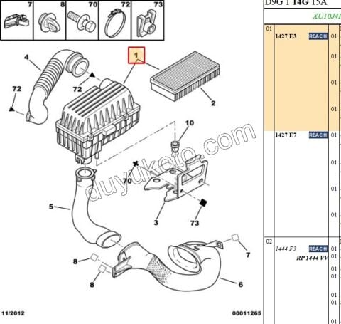 Peugeot 406 Hava Filtresi Kazanı XU7JP4 XU10J4R
