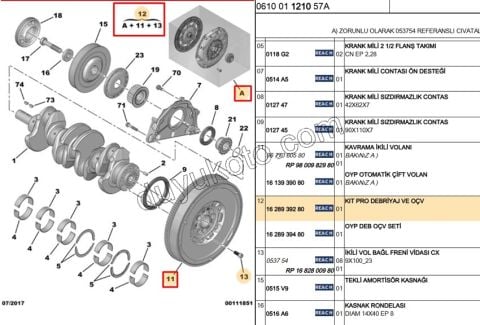 Volantlı Debriyaj Seti KİT 2.0HDİ 16V 163HP