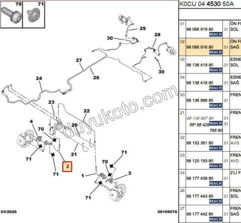 Fren Hortumu Ön Sağ EXP4 SCD4 DW10FE