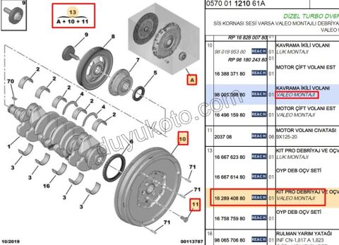 KIT VOLAN+DEBRIYAJ SET+RUL+ 1.6HDİ Euro6 C 1.5HDİ Euro6 ? 6VIT MAN 9800109880+1610211580