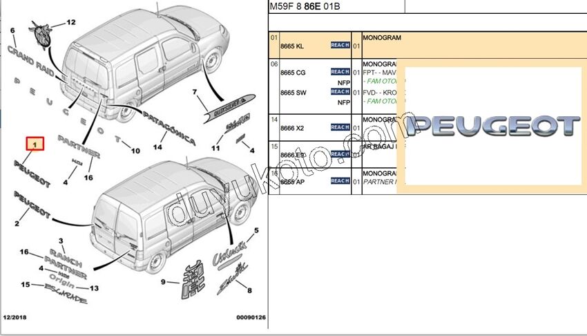 YAZI PEUGEOT PRT2 P307 KROM
