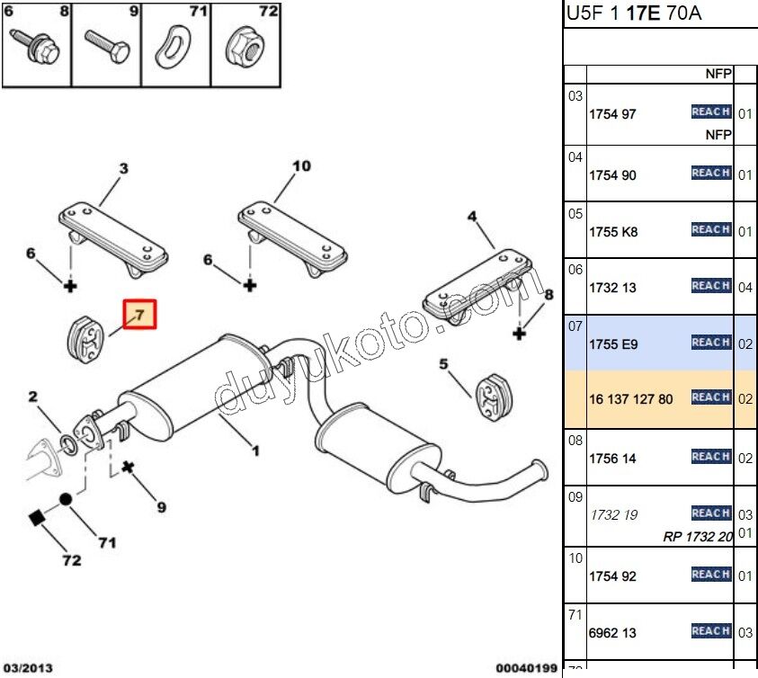 LASTIK EGZOZ ON BXR2 PBP ARKA