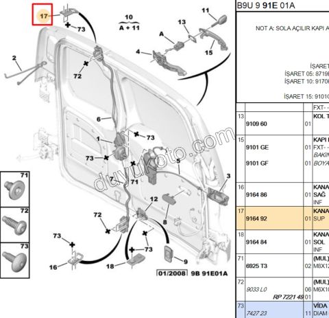 KARSILIK BAGAJ KAPAK R UST PRT3 2P