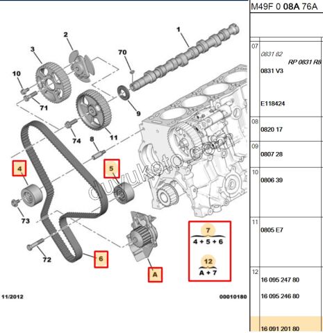 Eksantrik/Triger seti ve Devirdaim Kiti DW10 8V E118424 + 1623095580