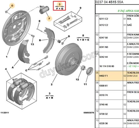 Fren Silidiri P207 P301 ABS'li 20.6MM