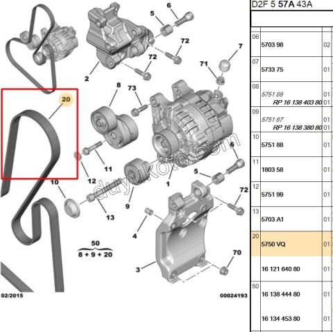 Alternatör V Kayışı 6PK1705 1.4HDİ/1.6HDİ Euro4 Klimalı P206 P307 P407