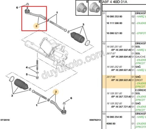 Rot Başı Sağ P207 P20081 P301 P2081