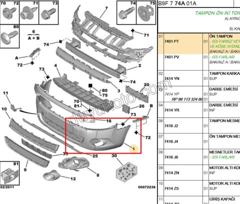 Ön Tampon PRT31 BR31 SIS-