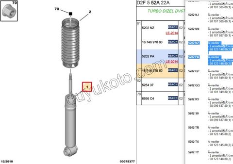 Ön Amortisör P407 P5081 C53 DW12C