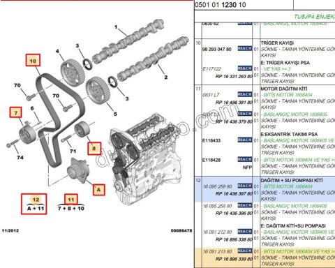 Eksantrik/Triger seti ve Devirdaim Kiti 1.6İ 16V Benzinli 134 EM