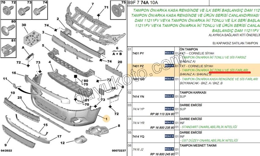 Ön Tampon PRT3 SIS+ KARLIK+