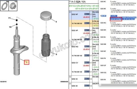 Ön Sol Amortisör P206 GTI 1.6İ 16V Benzinli