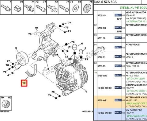 Alternatör V kayışı 6PK1110 PRT1 1.9D,E.M 97/98