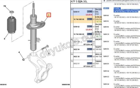 Ön Sol Amortisör P207 DV