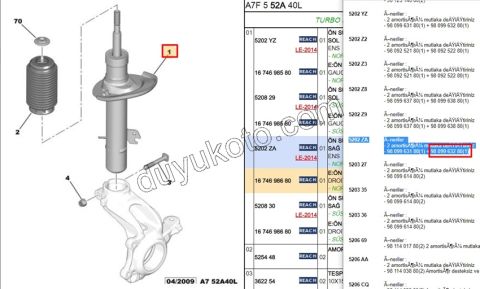 Ön Sağ Amortisör P207