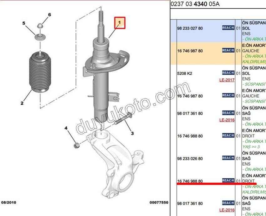 Ön Sol Amortisör P2081 C33