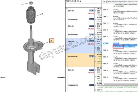 Ön Sol Amortisör P3081 PRT3