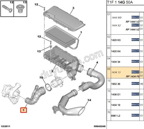 Turbo Hava Hortumu 1.4HDİ Euro4 02/11 2LI