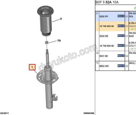 Ön Sol Amortisör P107 C1