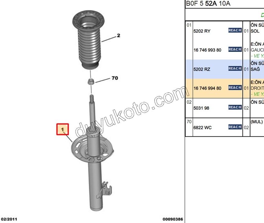 Ön Sağ Amortisör C1
