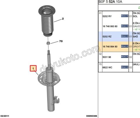 Ön Sağ Amortisör C1