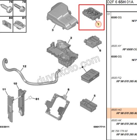 SIGORTA KUTUSU MOTOR ICI BSM P407MQ P30081 P50081 RCZ C53