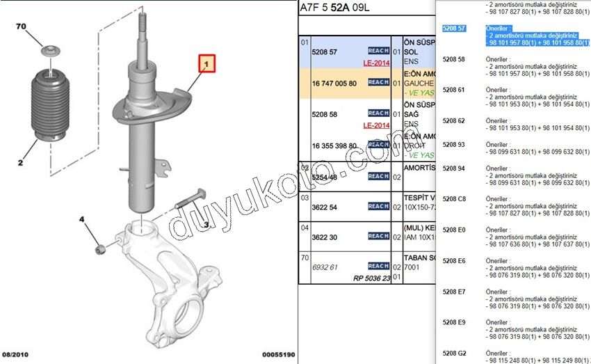 Ön Sol Amortisör P207 1.4HDİ Euro4 02/11 47MM