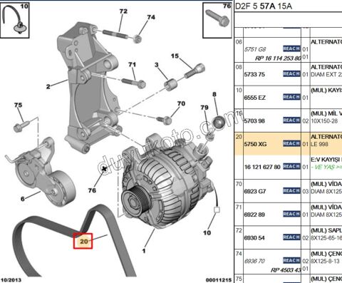 Alternatör V kayışı 6PK0998 P407 EW10J4