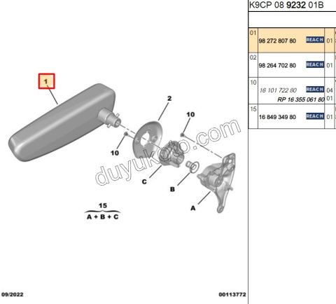 2019> Partner Rifter Berlingo Combo Doblo Proace City Ön Koltuk Sol Kol Dayama Kolçak