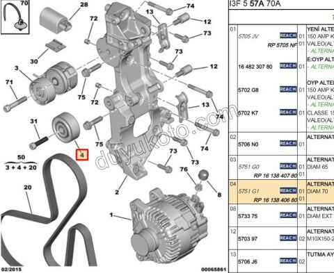 RULMAN ALTERNATOR GERGI P4007 DW12MTED4 10*70*27/29
