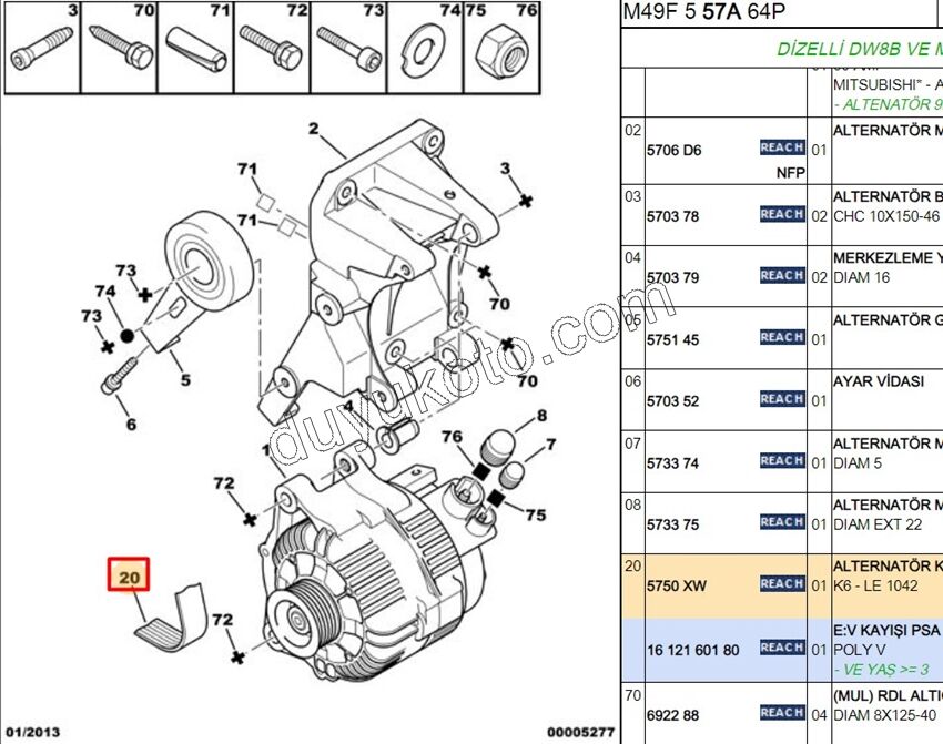 Alternatör V Kayışı 6PK1042