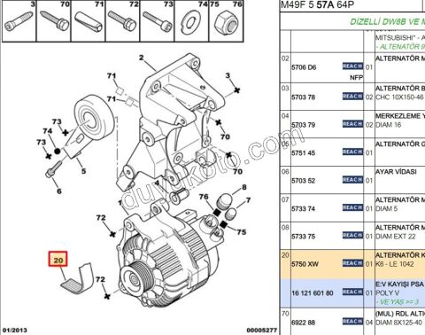 Alternatör V kayışı 6PK1042