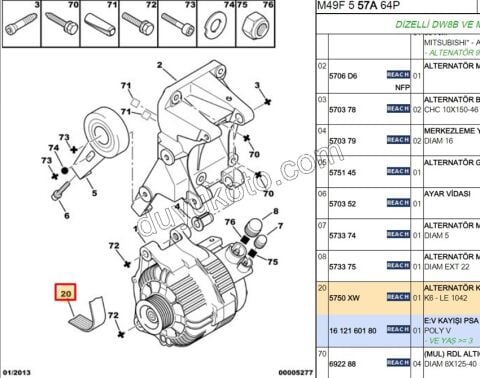 Alternatör V Kayışı 6PK1042