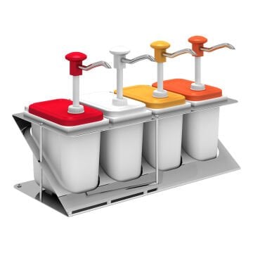 Plastik / Basmalı Sos Pompası, Sos Kabı 1,9 L / 4' lü Z Stant