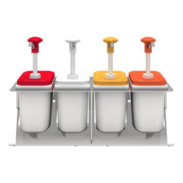 Plastik / Basmalı Sos Pompası, Sos Kabı 1,9 L / 4' lü Z Stant