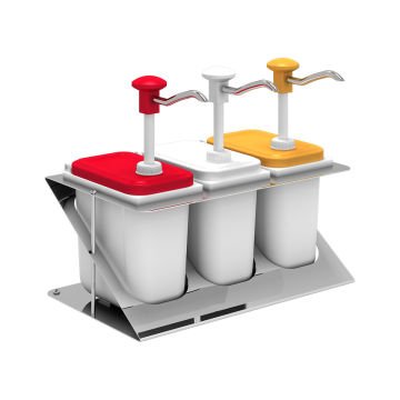Plastik / Basmalı Sos Pompası, Sos Kabı 1,9 L / 3' lü Z Stant